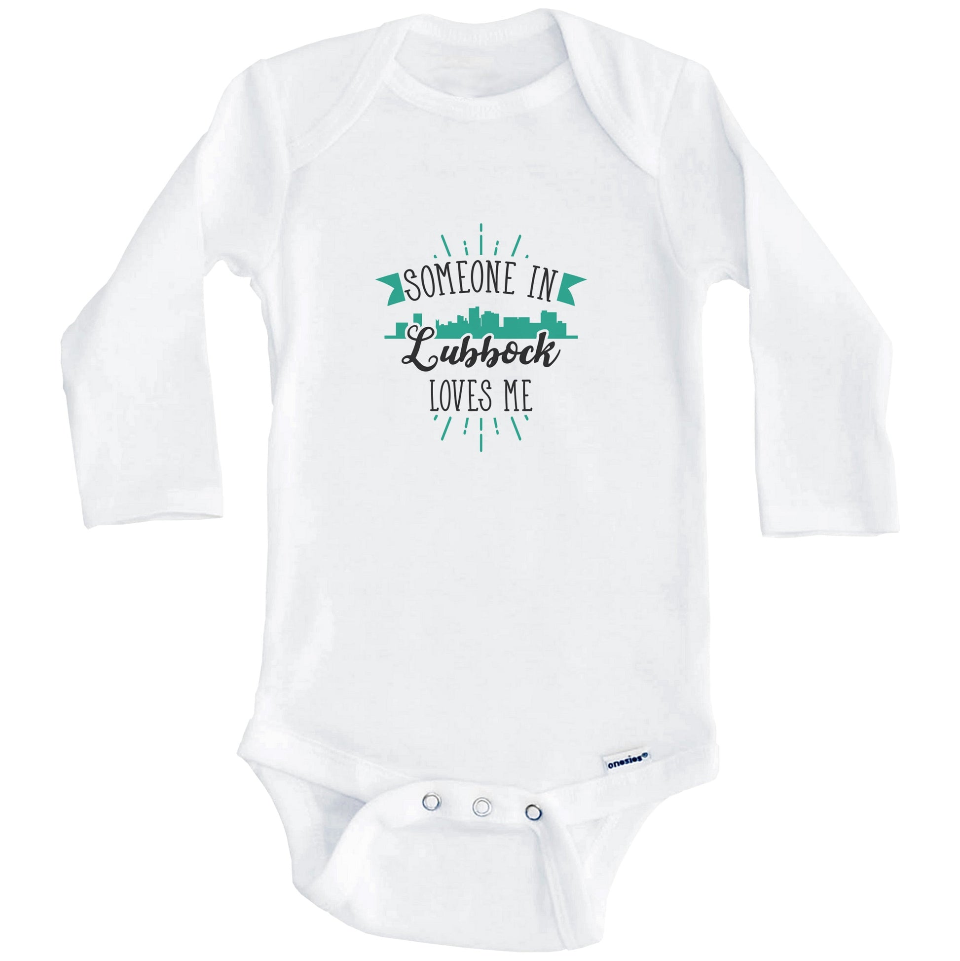 Someone In Lubbock Loves Me Lubbock TX Skyline Baby Onesie (Long Sleeves)