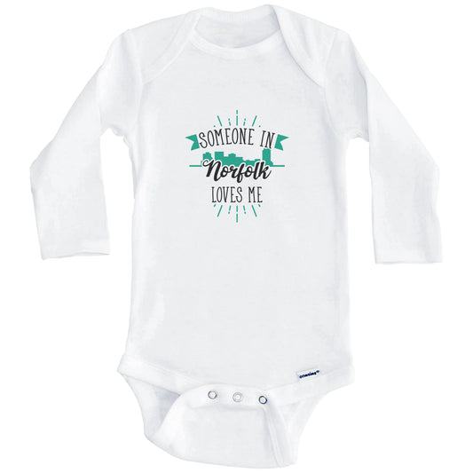 Someone In Norfolk Loves Me Norfolk VA Skyline Baby Onesie (Long Sleeves)