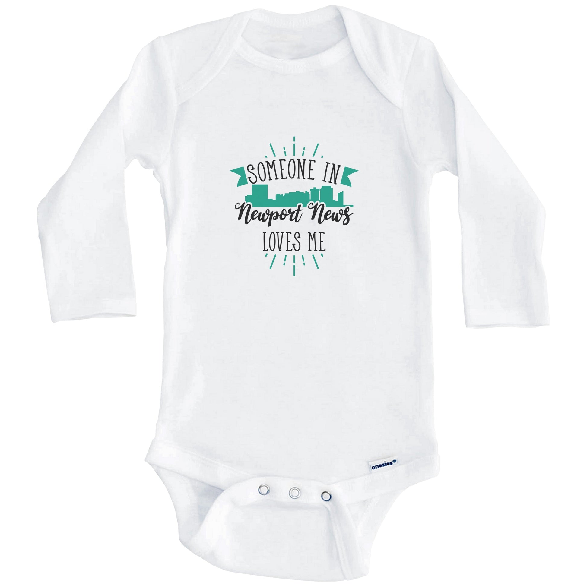 Someone In Newport News Loves Me Newport News VA Skyline Baby Onesie (Long Sleeves)