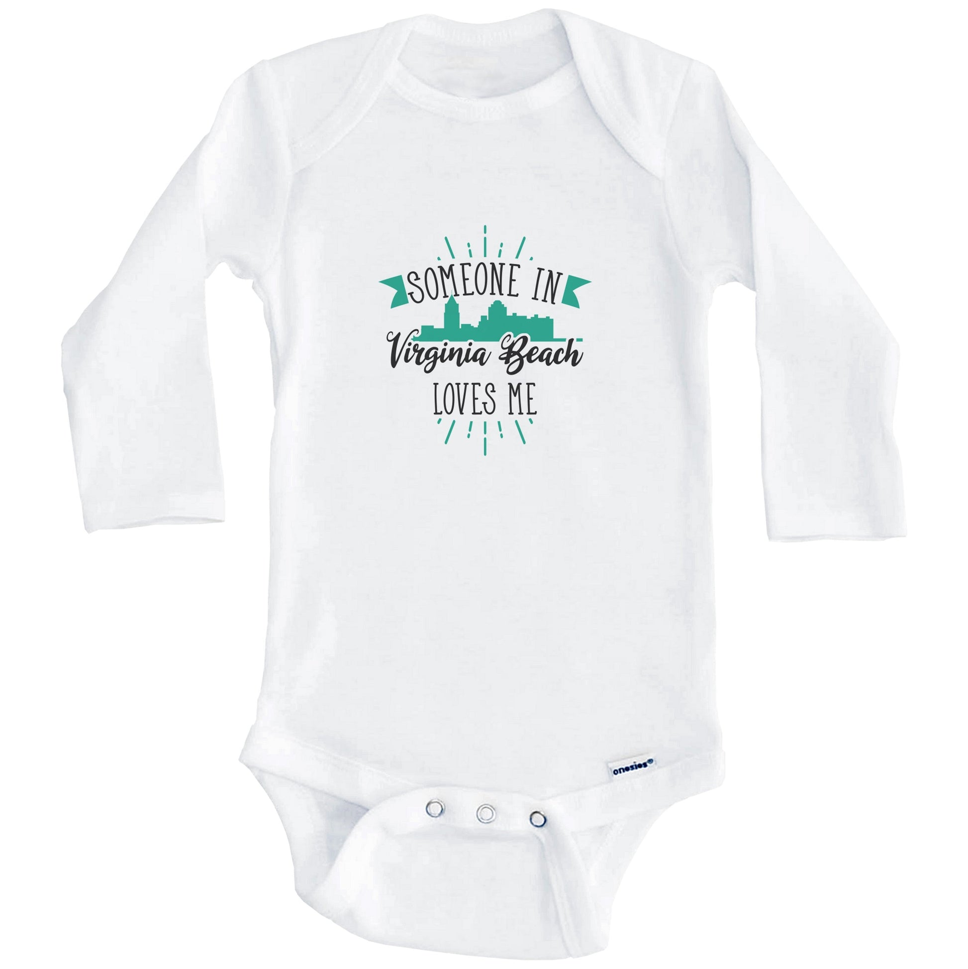 Someone In Virginia Beach Loves Me Virginia Beach VA Skyline Baby Onesie (Long Sleeves)
