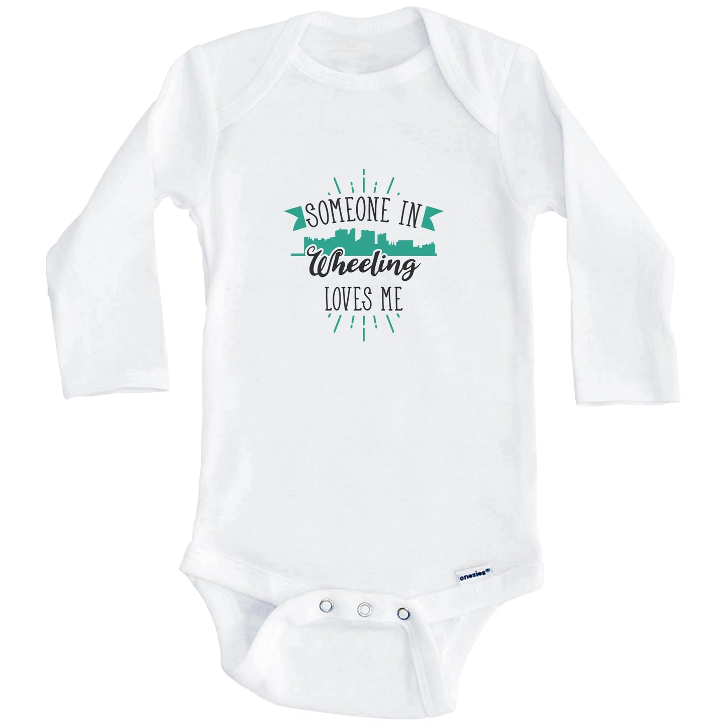 Someone In Wheeling Loves Me Wheeling WV Skyline Baby Onesie (Long Sleeves)