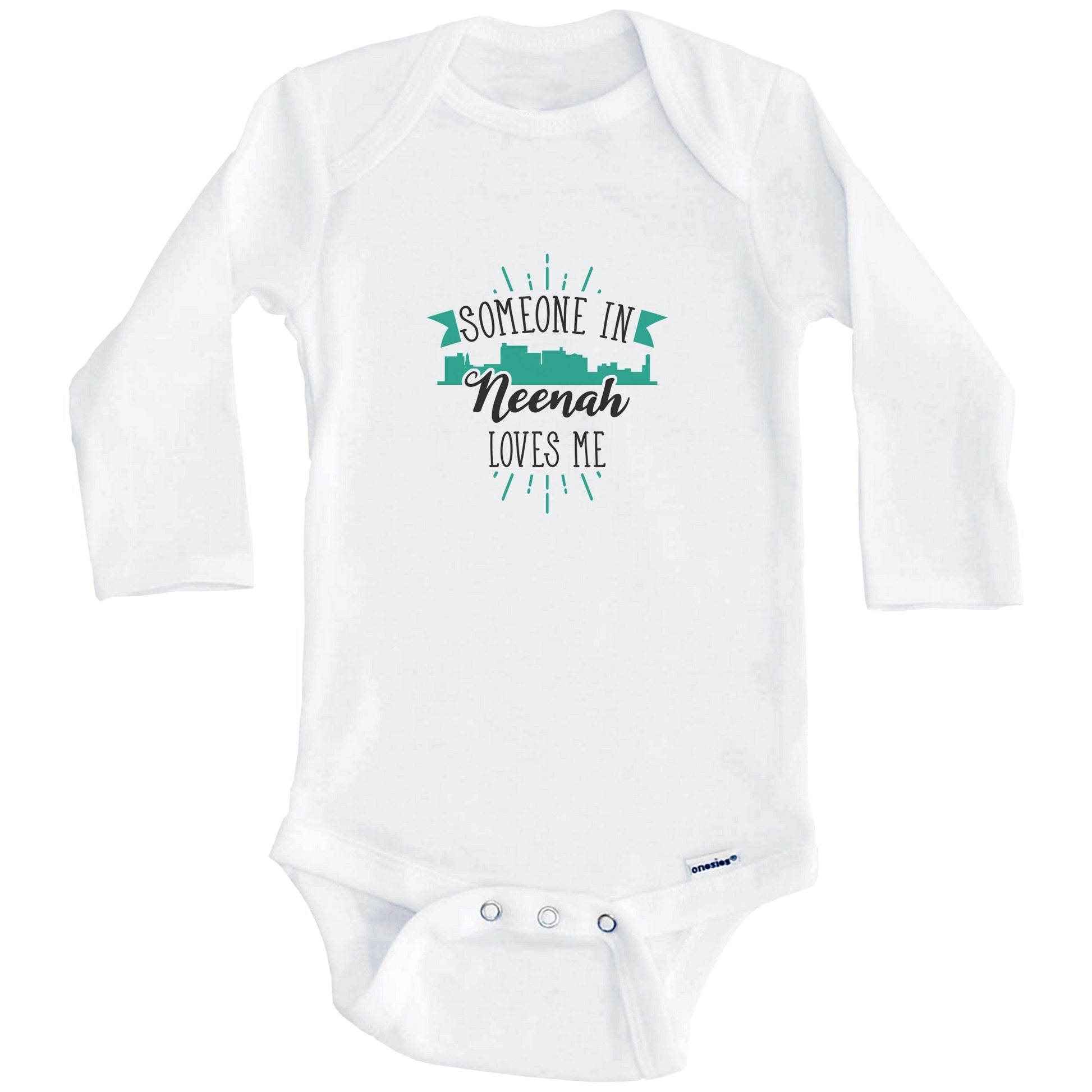 Someone In Neenah Loves Me Neenah WI Skyline Baby Onesie (Long Sleeves)