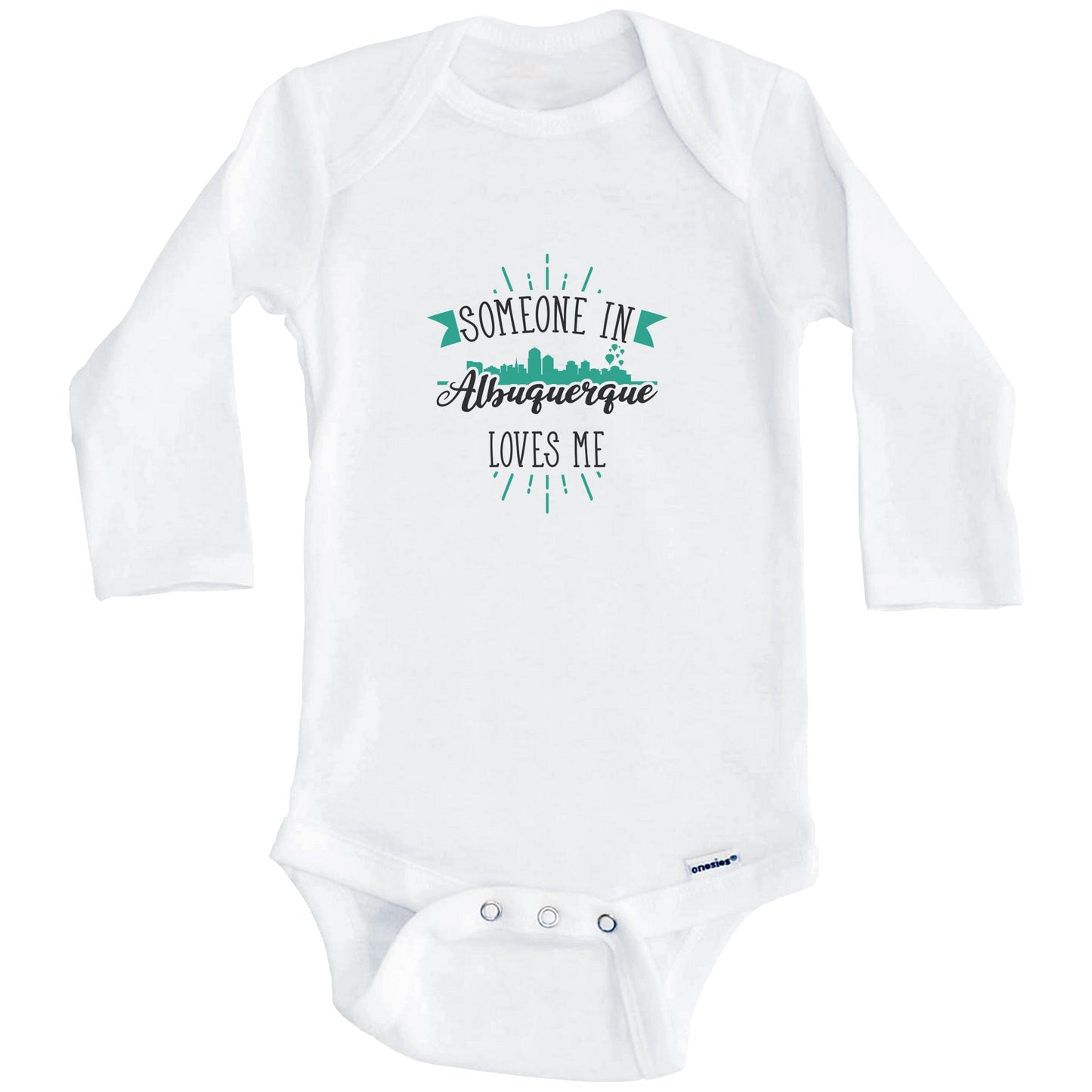 Someone In Albuquerque Loves Me Albuquerque NM Skyline Baby Onesie (Long Sleeves)