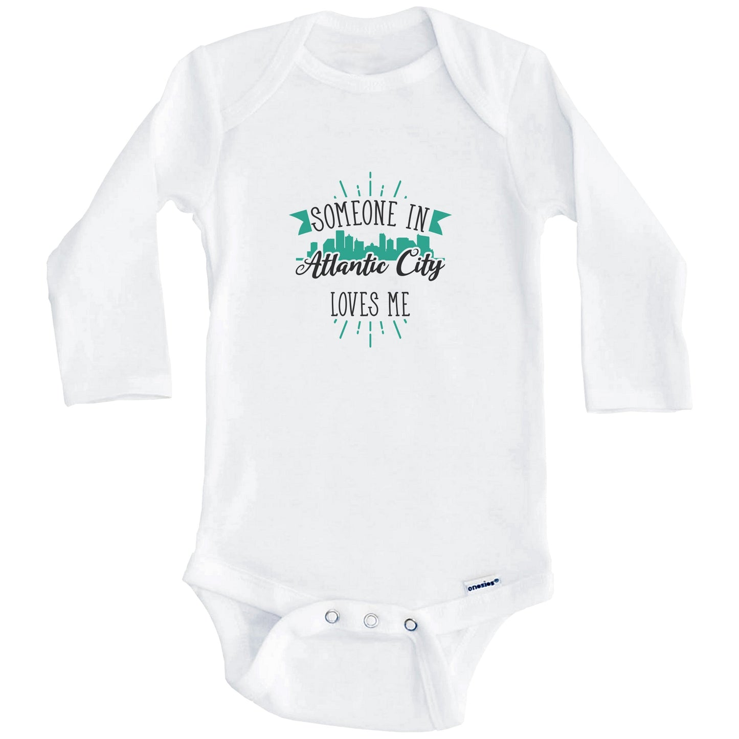 Someone In Atlantic City Loves Me Atlantic City NJ Skyline Baby Onesie (Long Sleeves)