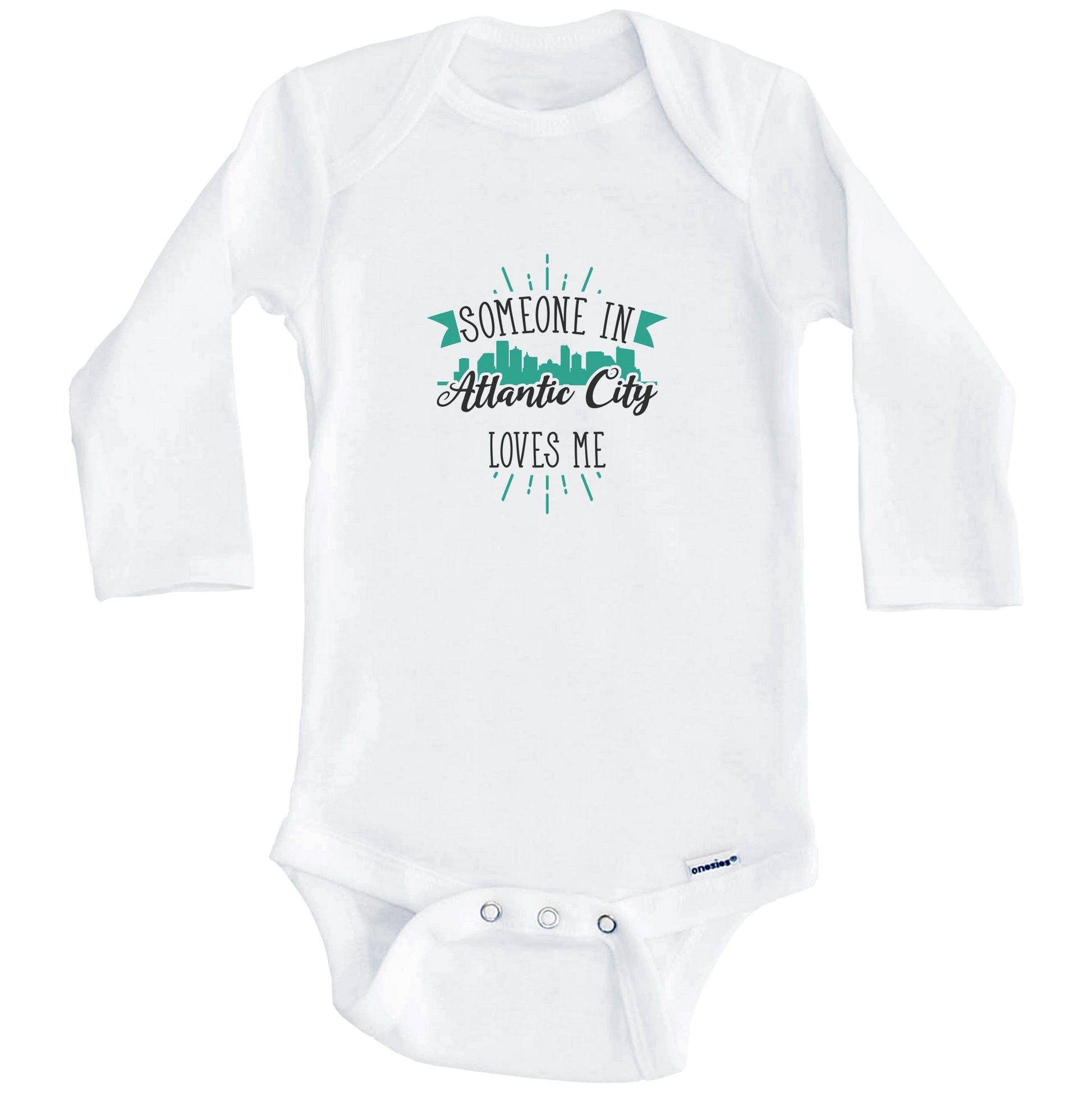 Someone In Atlantic City Loves Me Atlantic City NJ Skyline Baby Onesie (Long Sleeves)
