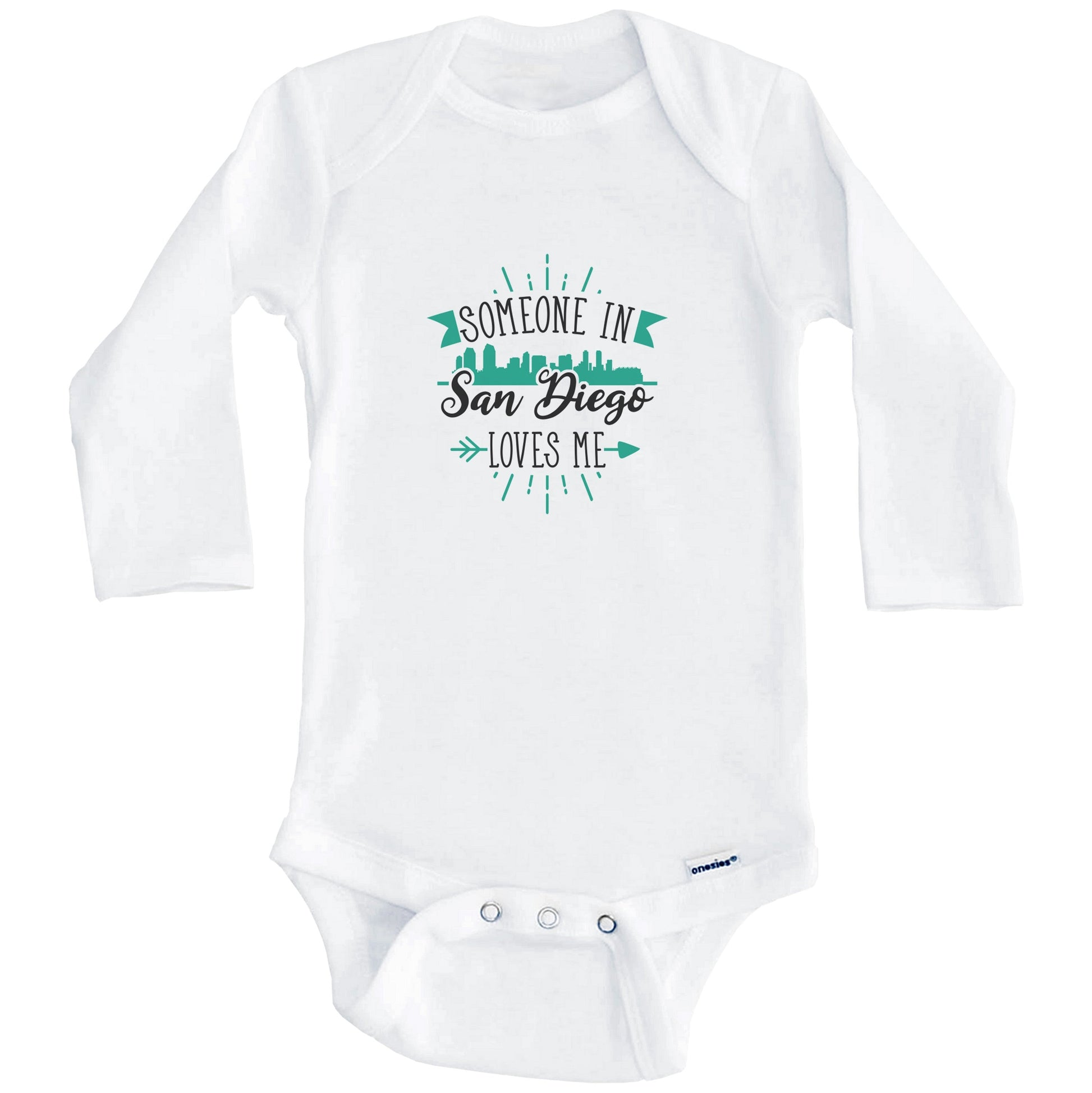 Someone In San Diego Loves Me San Diego CA Skyline Baby Onesie (Long Sleeves)