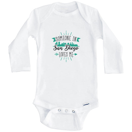 Someone In San Diego Loves Me San Diego CA Skyline Baby Onesie (Long Sleeves)