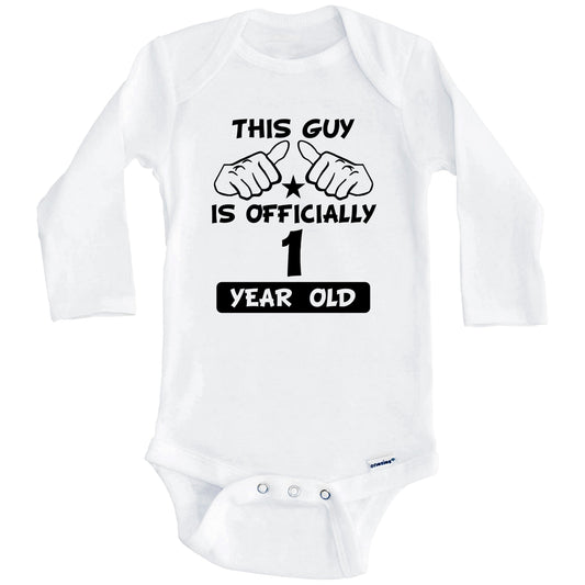 This Guy Is Officially 1 Year Old 1st Birthday Baby Onesie (Long Sleeves)