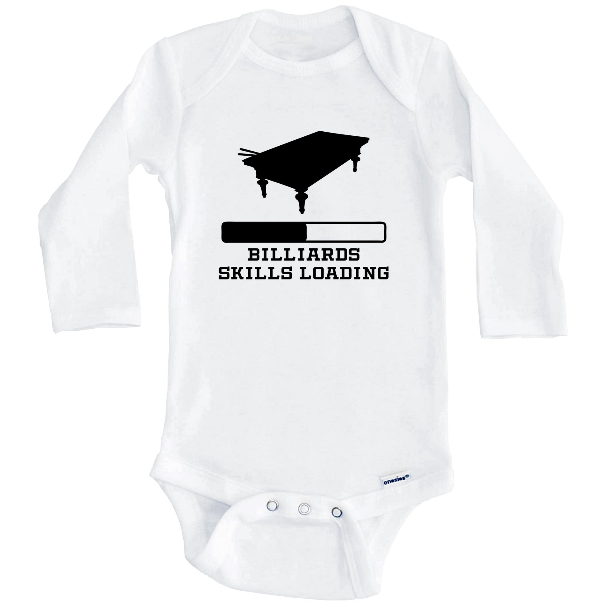 Billiards Skills Loading Funny Pool Player Humor Baby Onesie (Long Sleeves)