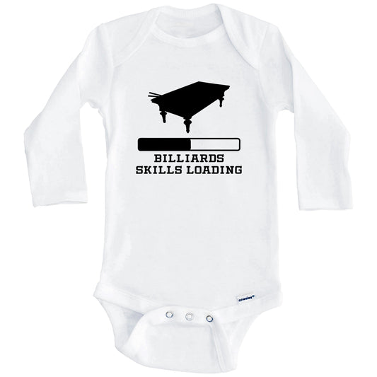Billiards Skills Loading Funny Pool Player Humor Baby Onesie (Long Sleeves)
