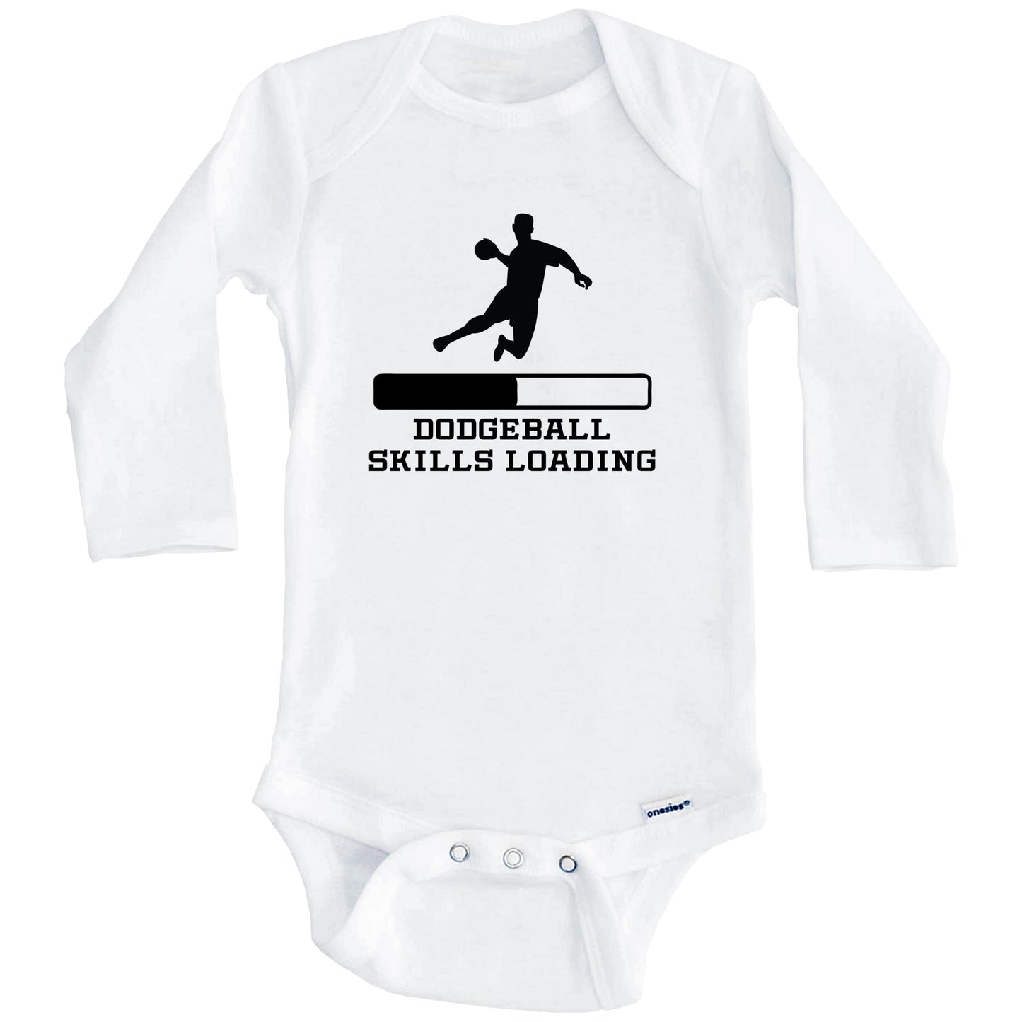 Dodgeball Skills Loading Funny Sports Humor Baby Onesie (Long Sleeves)