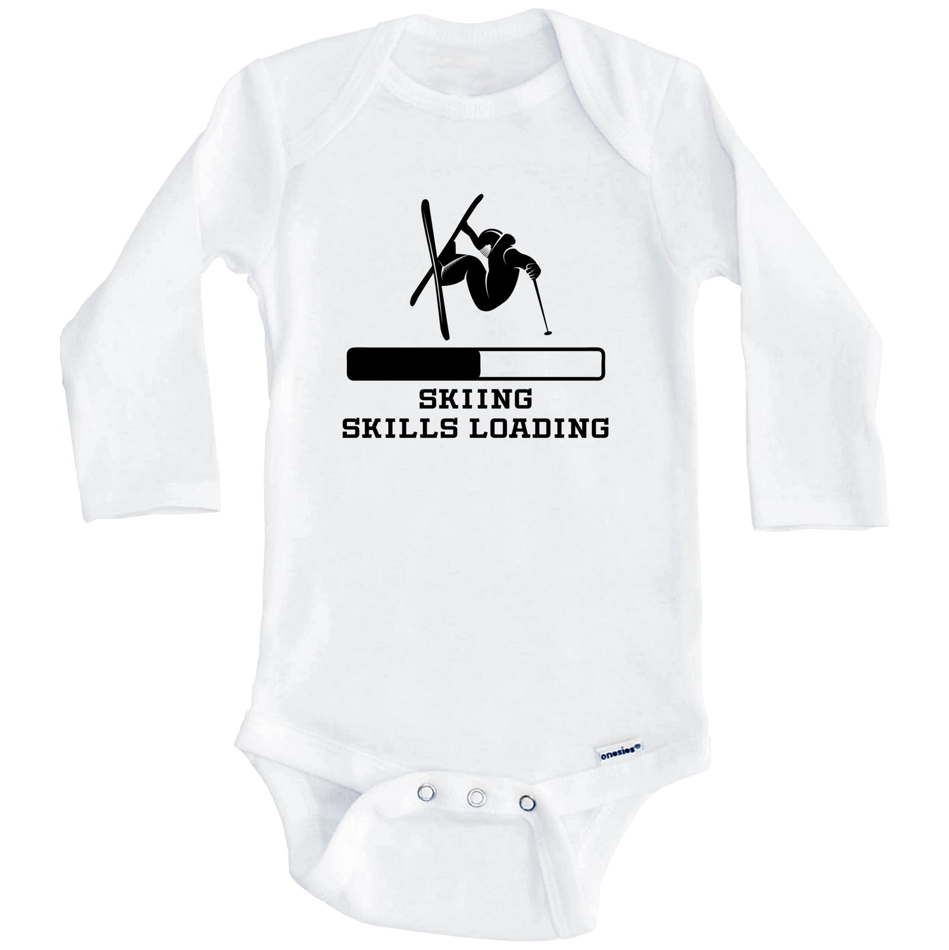 Skiing Skills Loading Funny Skier Humor Baby Onesie (Long Sleeves)