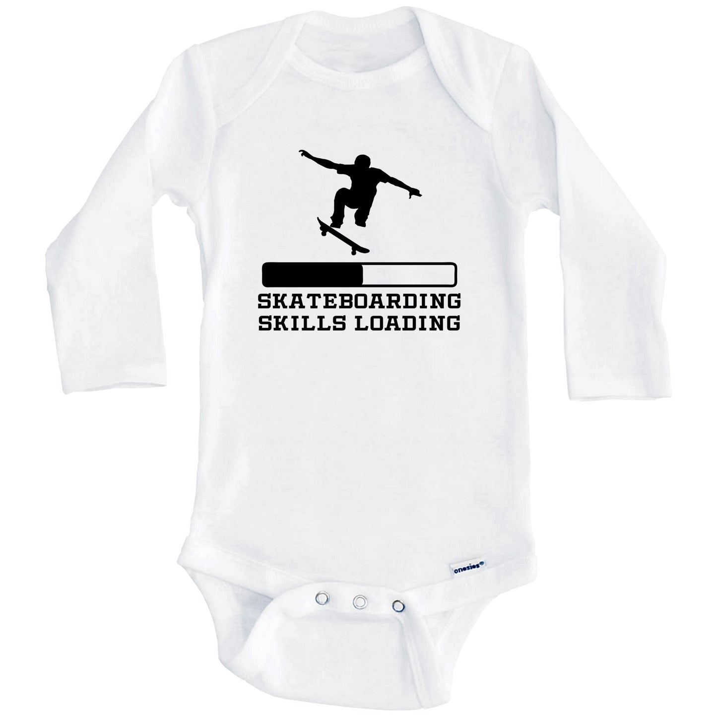 Skateboarding Skills Loading Funny Skateboard Humor Baby Onesie (Long Sleeves)