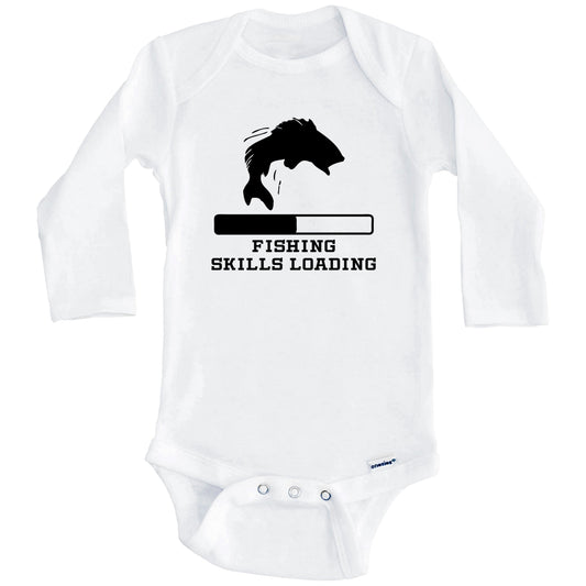 Fishing Skills Loading Funny Sports Humor Baby Onesie (Long Sleeves)