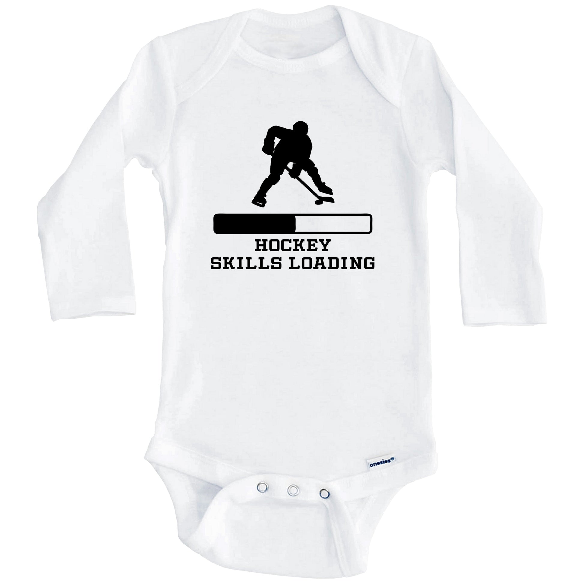Hockey Skills Loading Funny Sports Humor Baby Onesie (Long Sleeves)