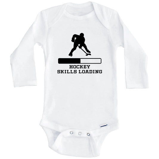 Hockey Skills Loading Funny Sports Humor Baby Onesie (Long Sleeves)