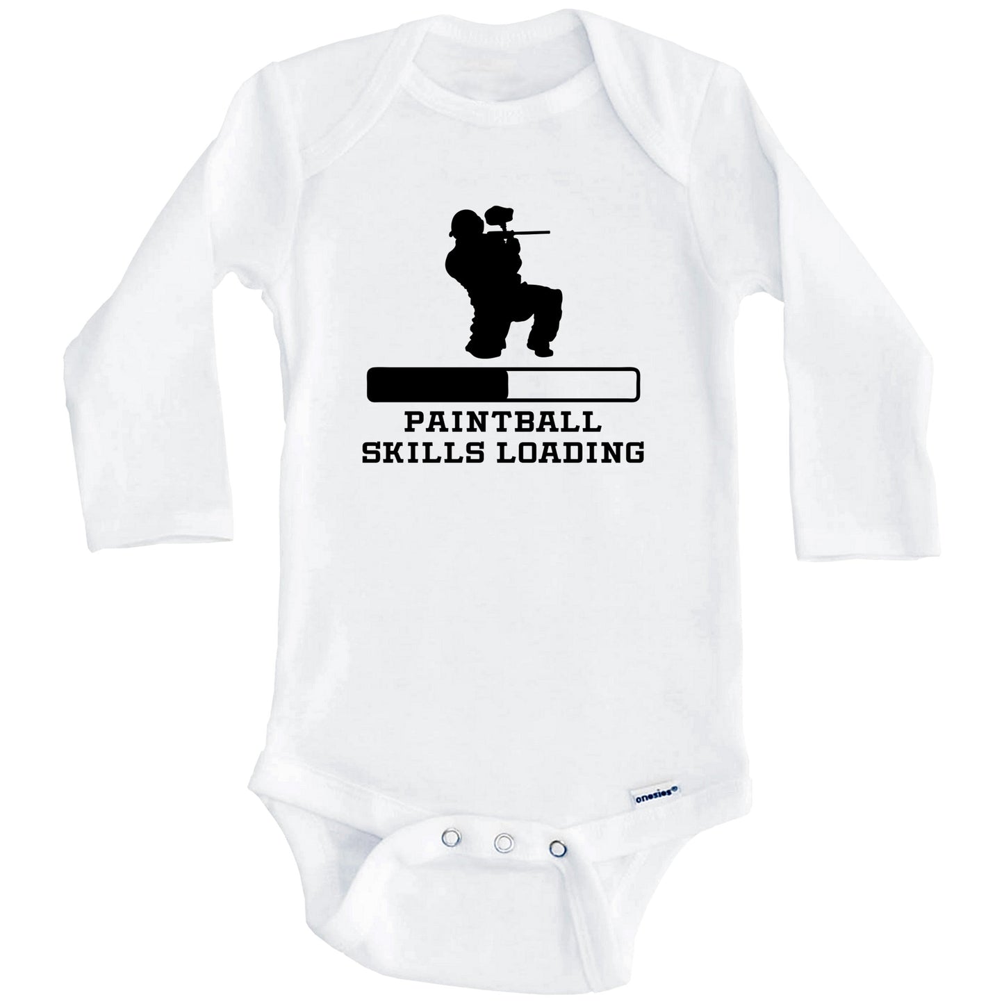 Paintball Skills Loading Funny Sports Humor Baby Onesie (Long Sleeves)