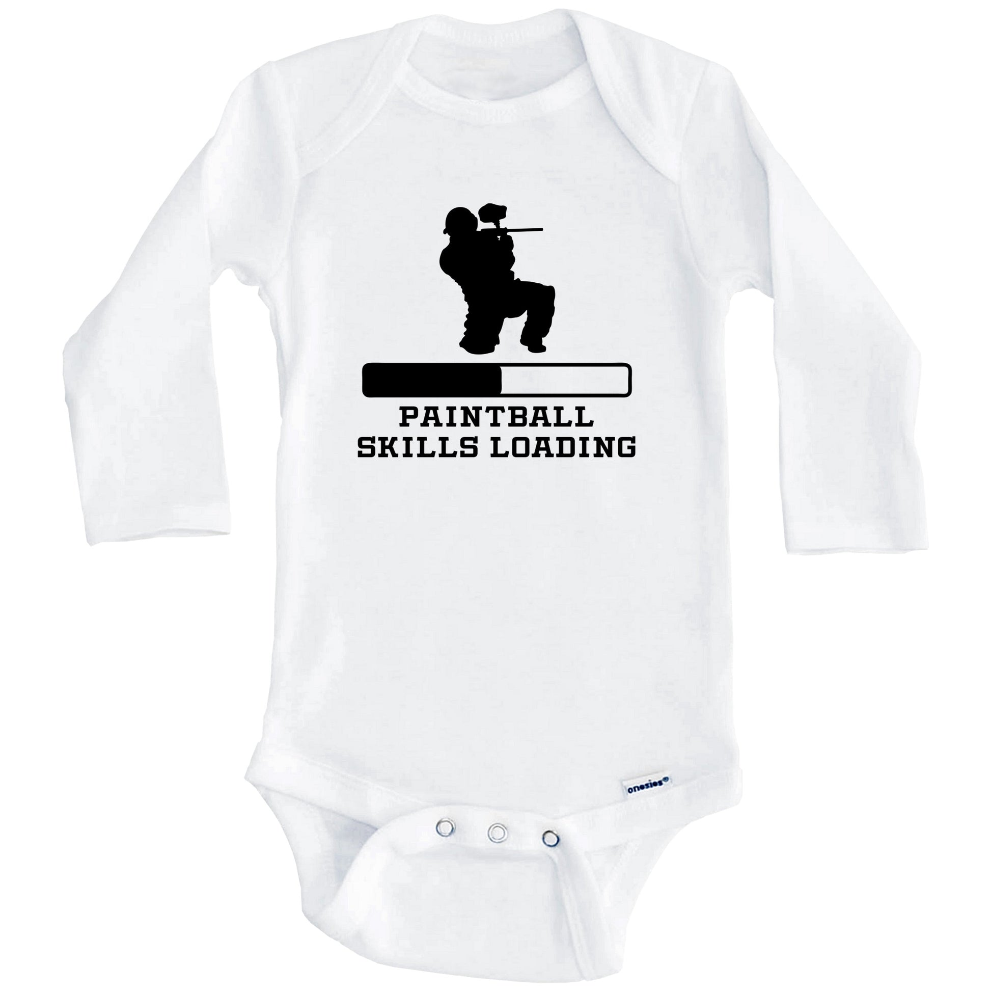 Paintball Skills Loading Funny Sports Humor Baby Onesie (Long Sleeves)