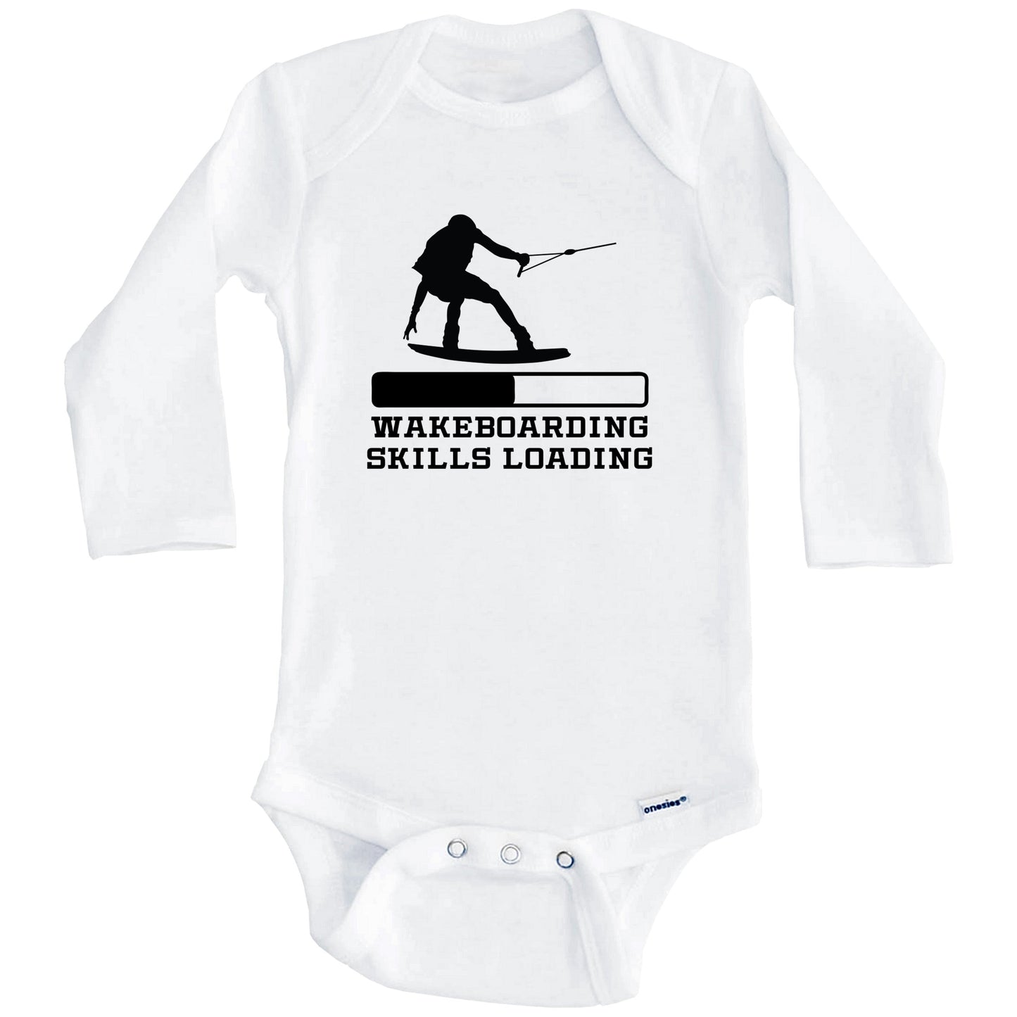 Wakeboarding Skills Loading Funny Wakeboard Humor Baby Onesie (Long Sleeves)