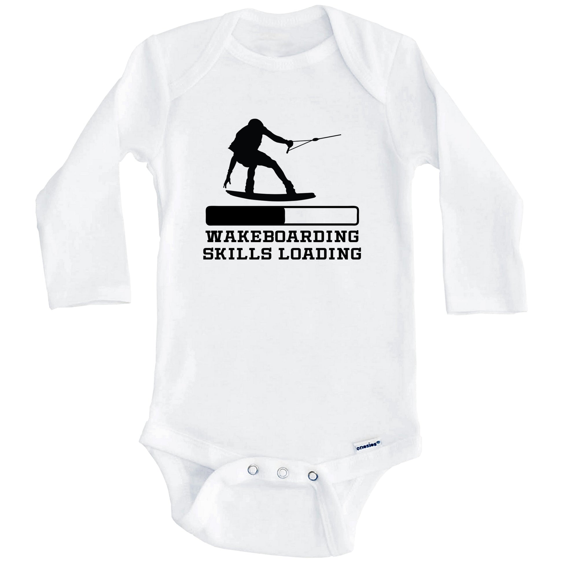 Wakeboarding Skills Loading Funny Wakeboard Humor Baby Onesie (Long Sleeves)