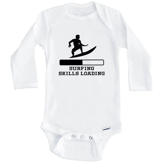 Surfing Skills Loading Funny Surfer Humor Baby Onesie (Long Sleeves)