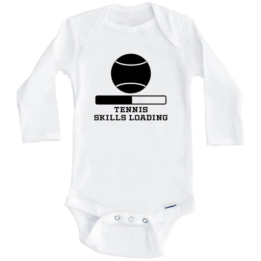 Tennis Skills Loading Funny Sports Humor Baby Onesie (Long Sleeves)