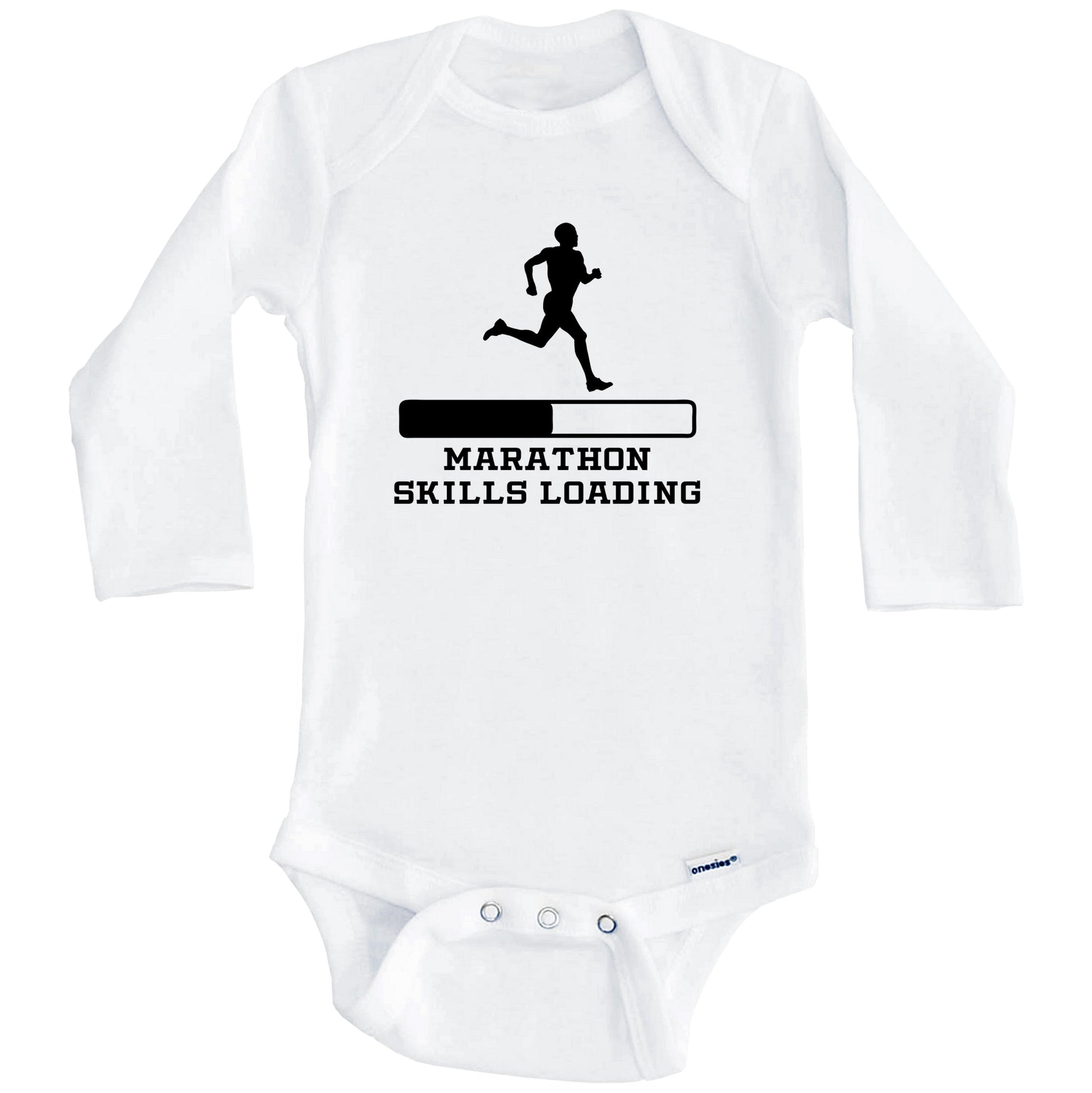 Marathon Skills Loading Funny Running Humor Baby Onesie (Long Sleeves)
