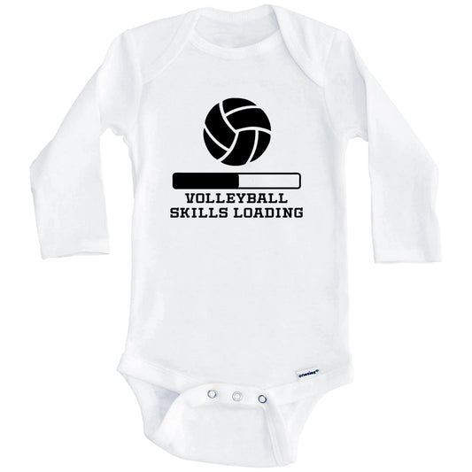 Volleyball Skills Loading Funny Sports Humor Baby Onesie (Long Sleeves)