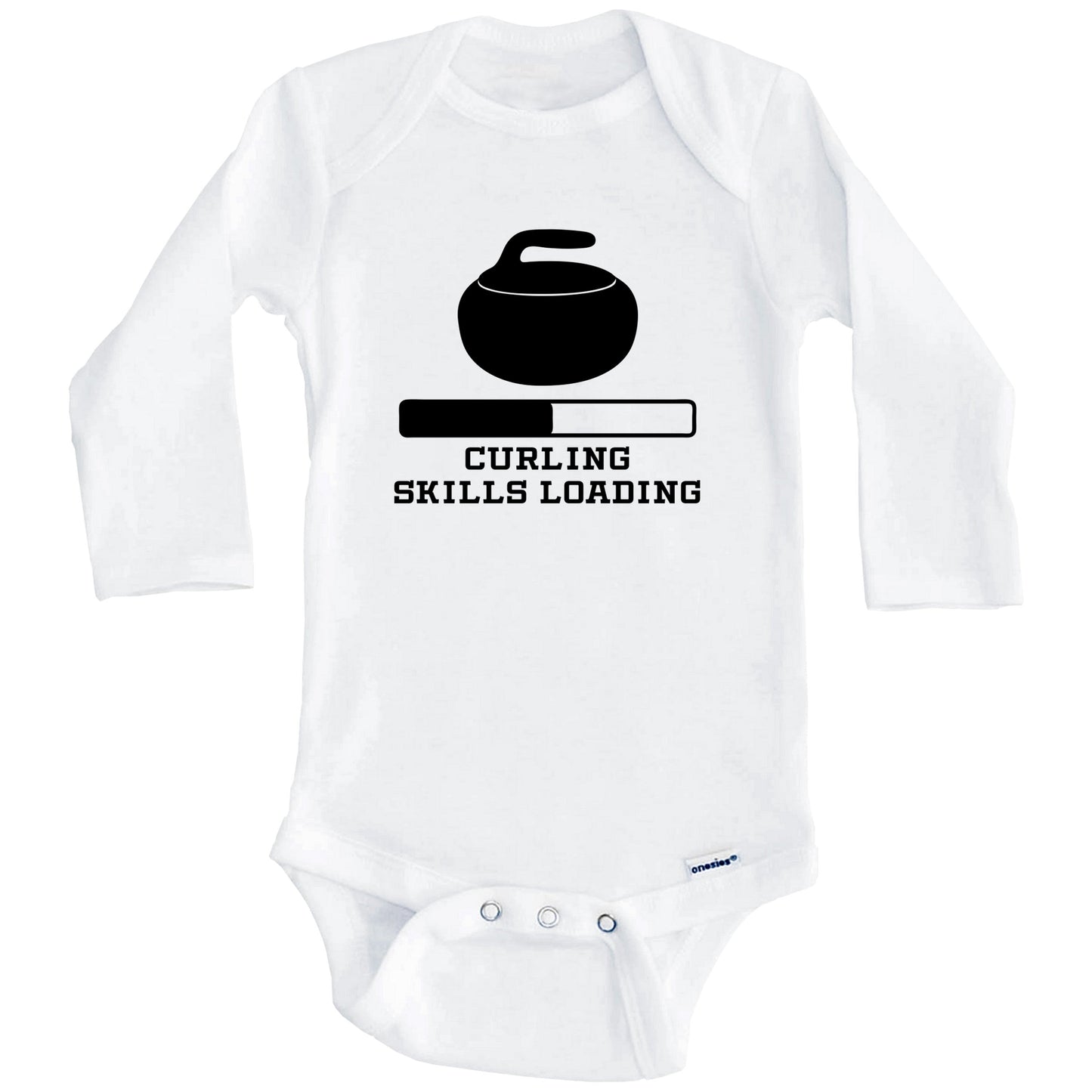 Curling Skills Loading Funny Sports Humor Baby Onesie (Long Sleeves)