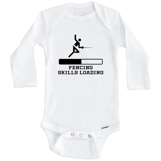 Fencing Skills Loading Funny Sports Humor Baby Onesie (Long Sleeves)