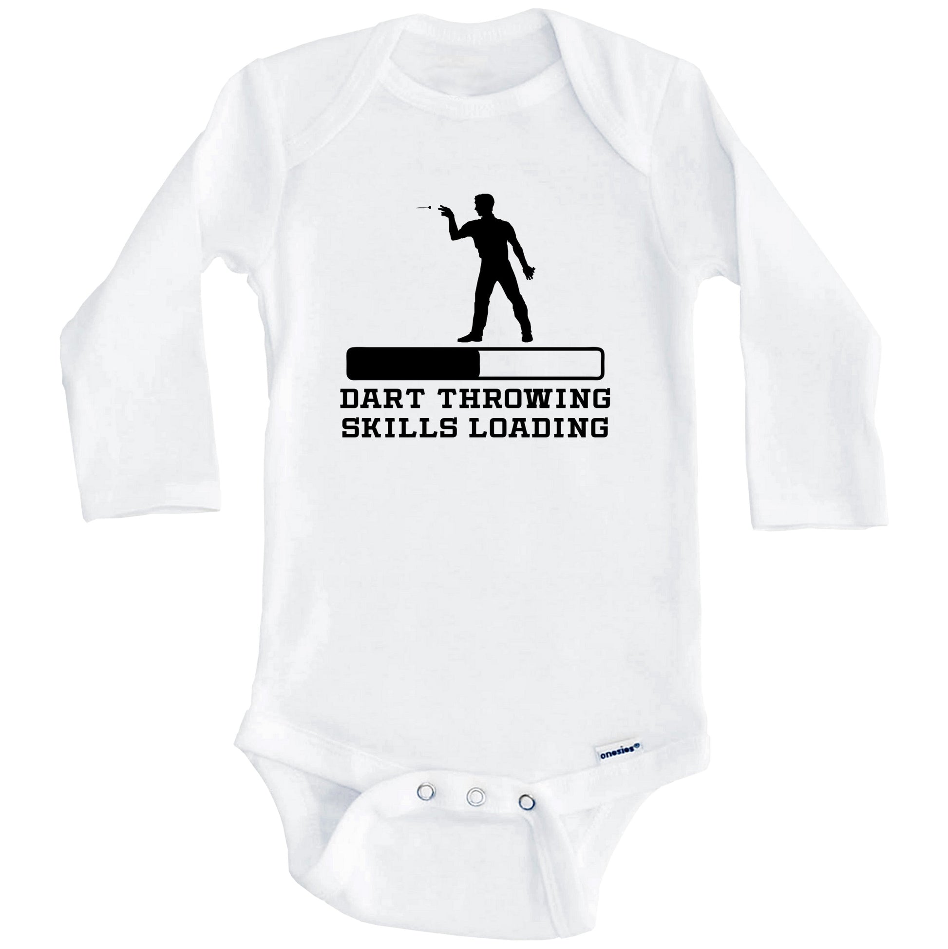 Dart Throwing Skills Loading Funny Darts Humor Baby Onesie (Long Sleeves)