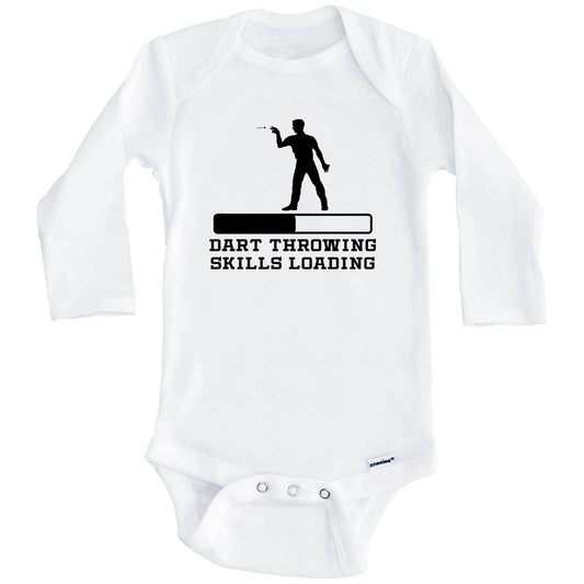 Dart Throwing Skills Loading Funny Darts Humor Baby Onesie (Long Sleeves)