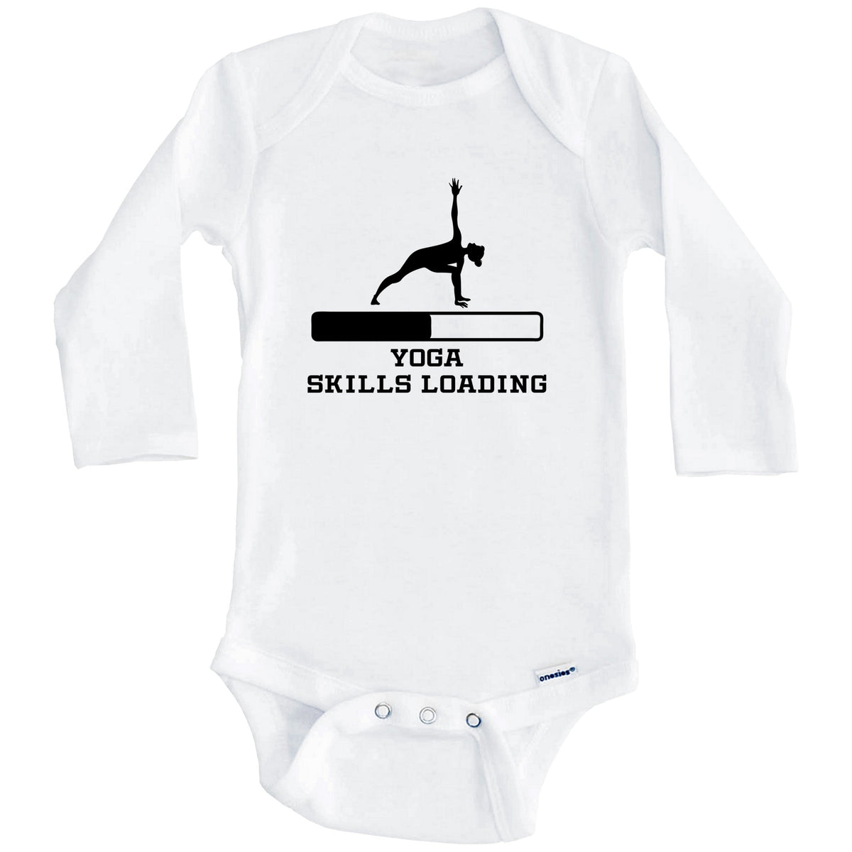 Yoga Skills Loading Funny Yoga Humor Baby Onesie (Long Sleeves)