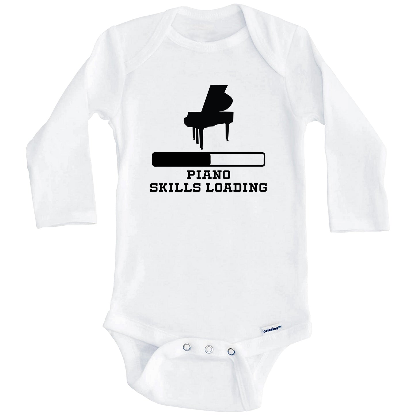 Piano Skills Loading Funny Musician Humor Baby Onesie (Long Sleeves)