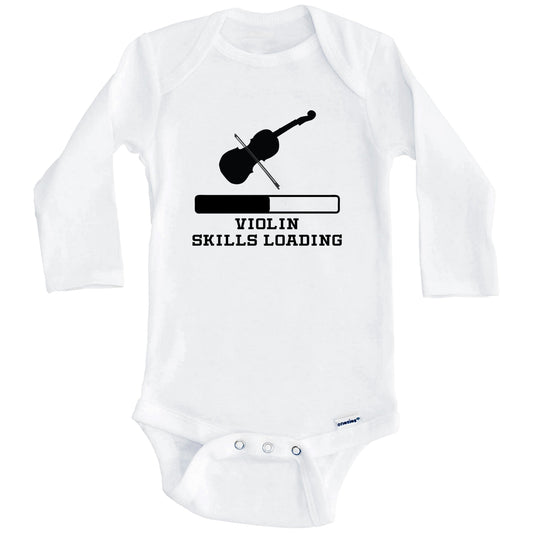 Violin Skills Loading Funny Musician Humor Baby Onesie (Long Sleeves)