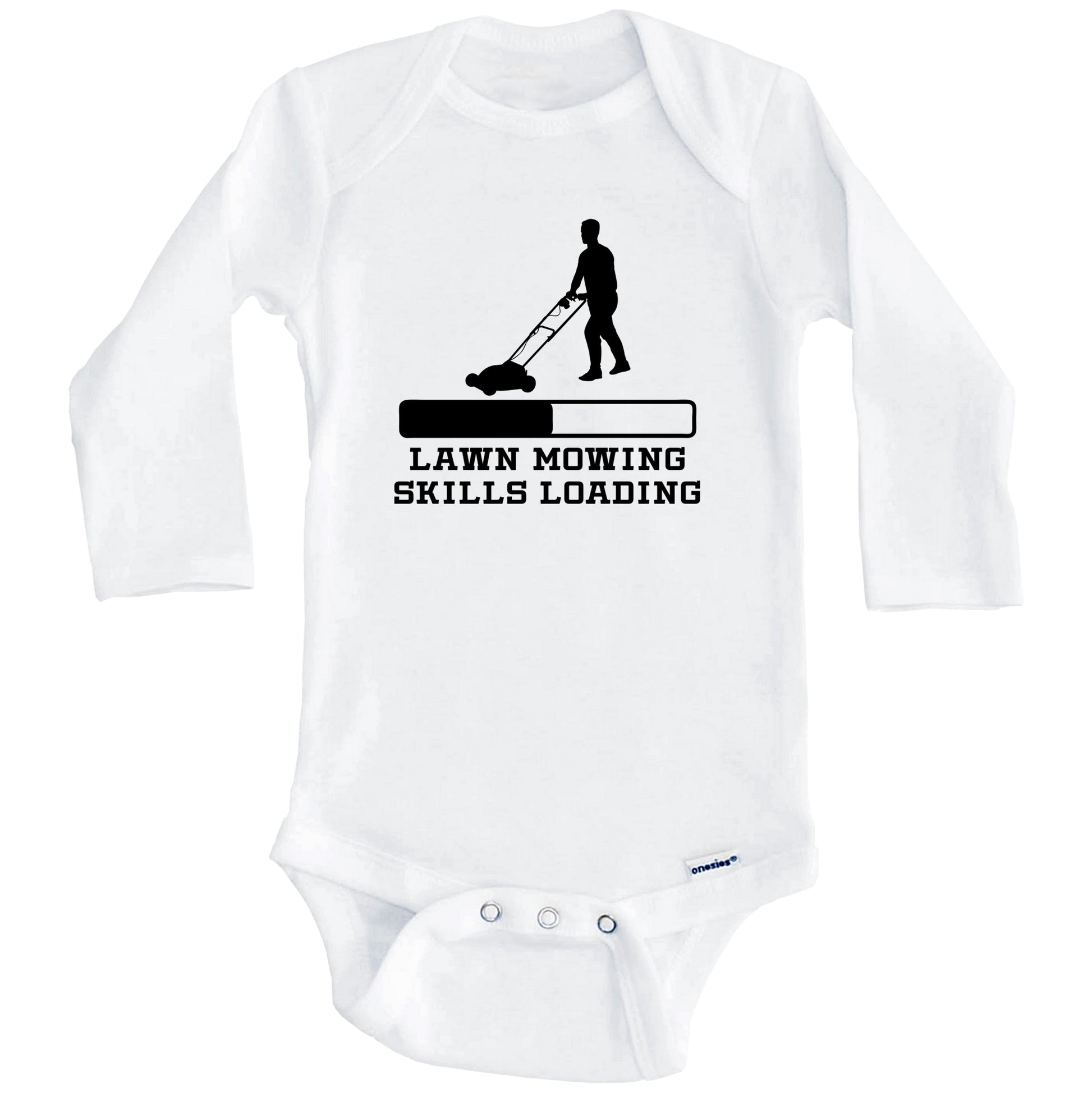 Lawn Mowing Skills Loading Funny Yard Work Humor Baby Onesie (Long Sleeves)