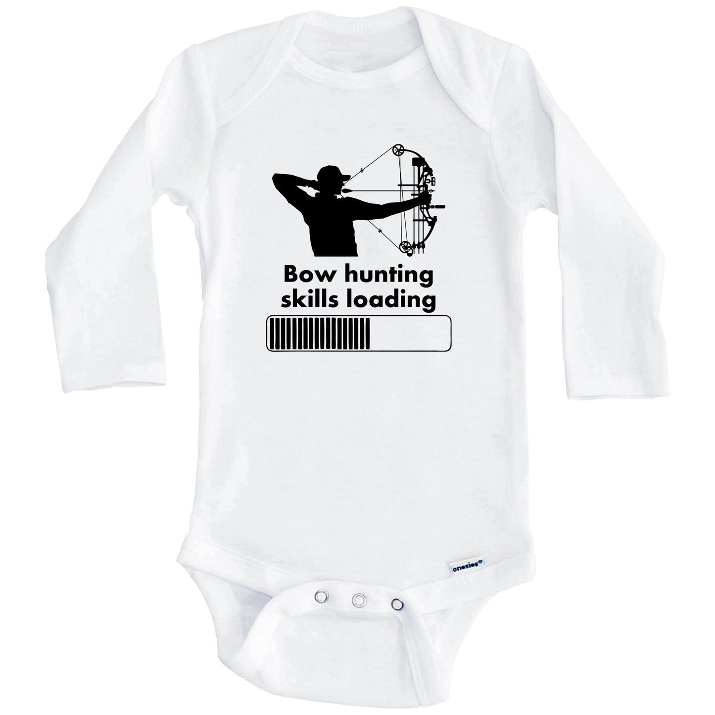 Bow Hunting Skills Loading Funny Archery Baby Onesie (Long Sleeves)