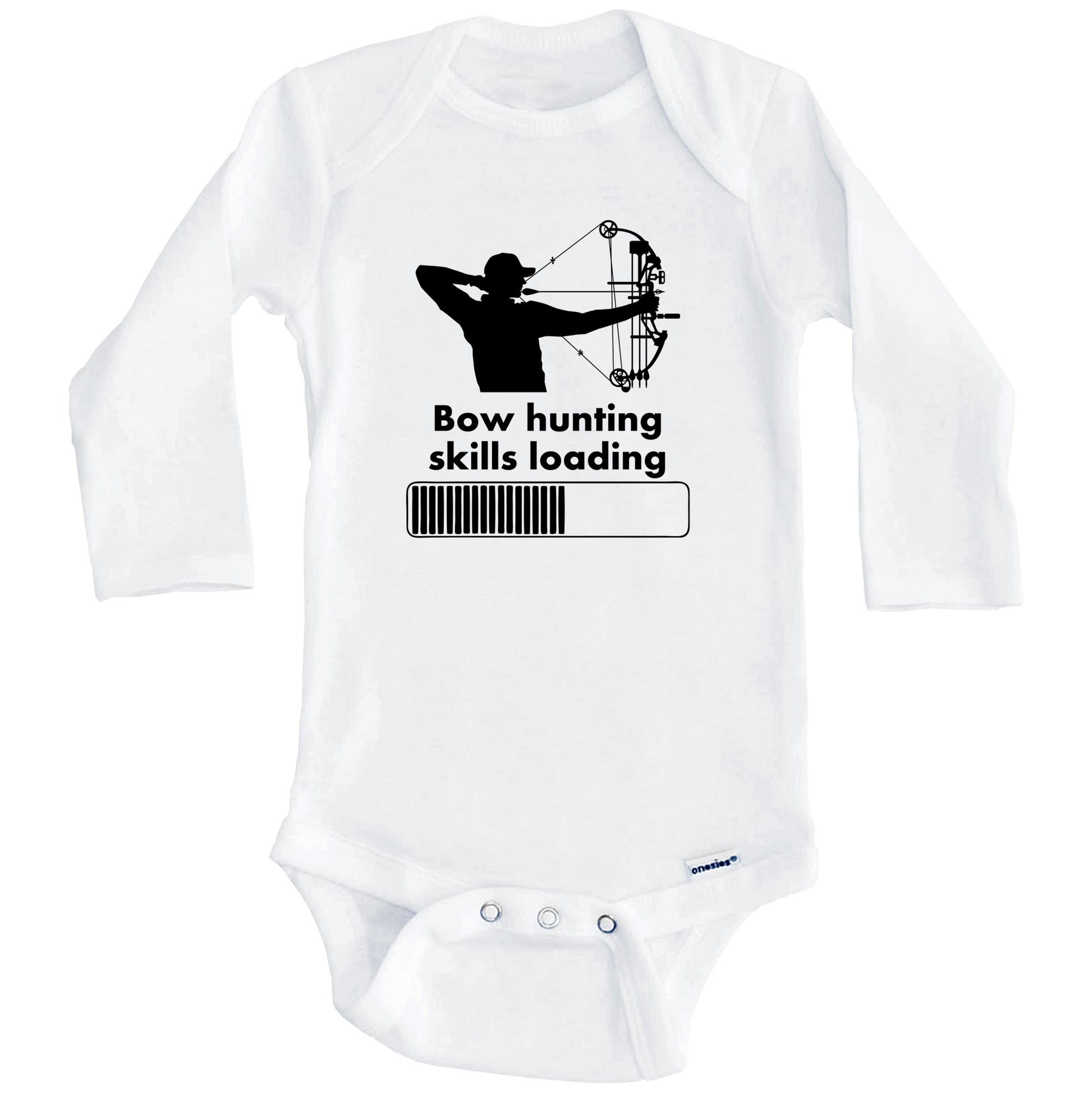 Bow Hunting Skills Loading Funny Archery Baby Onesie (Long Sleeves)