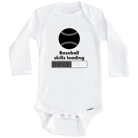 Baseball Skills Loading Funny Baby Onesie (Long Sleeves)