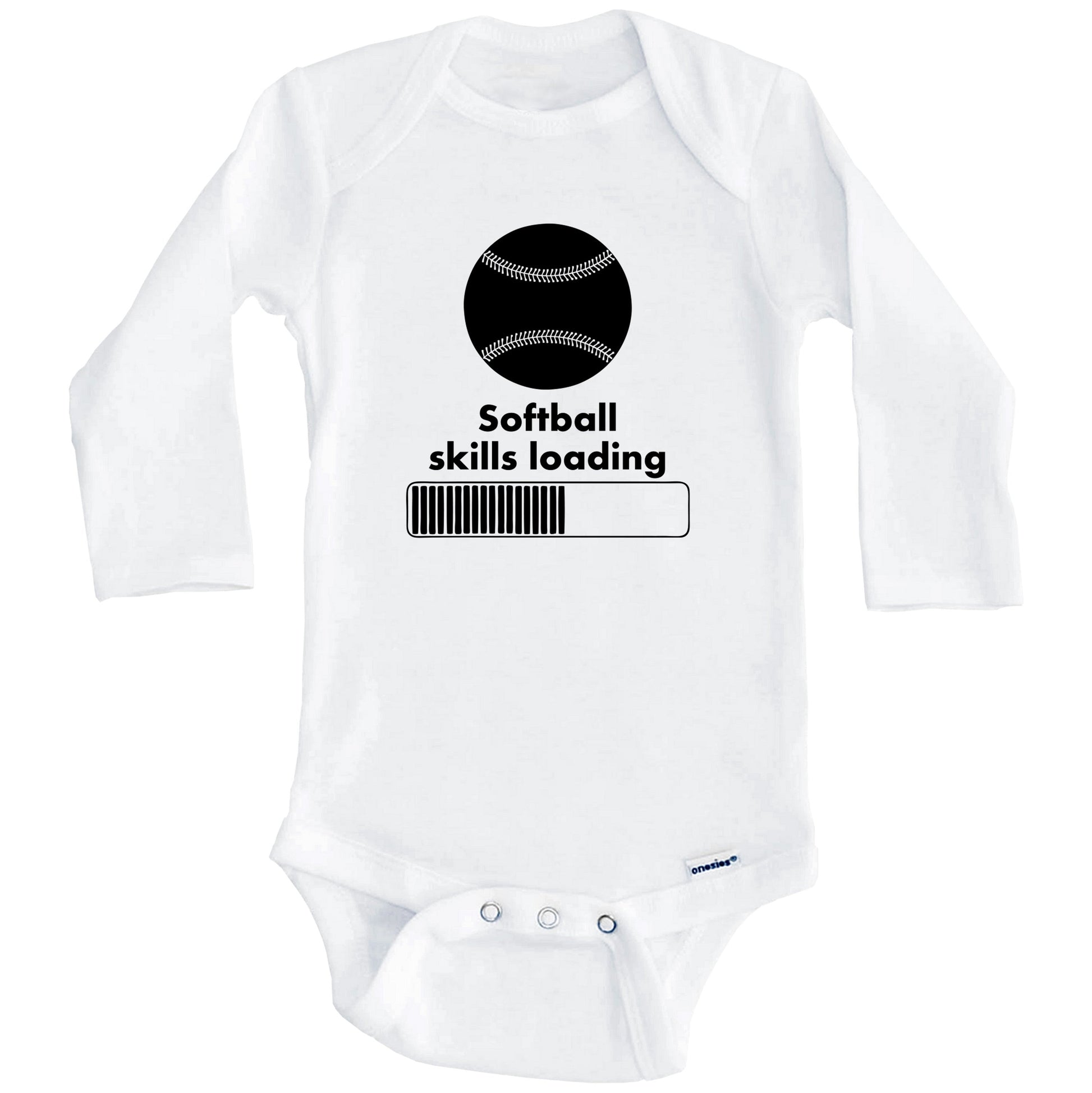 Softball Skills Loading Funny Baby Onesie (Long Sleeves)