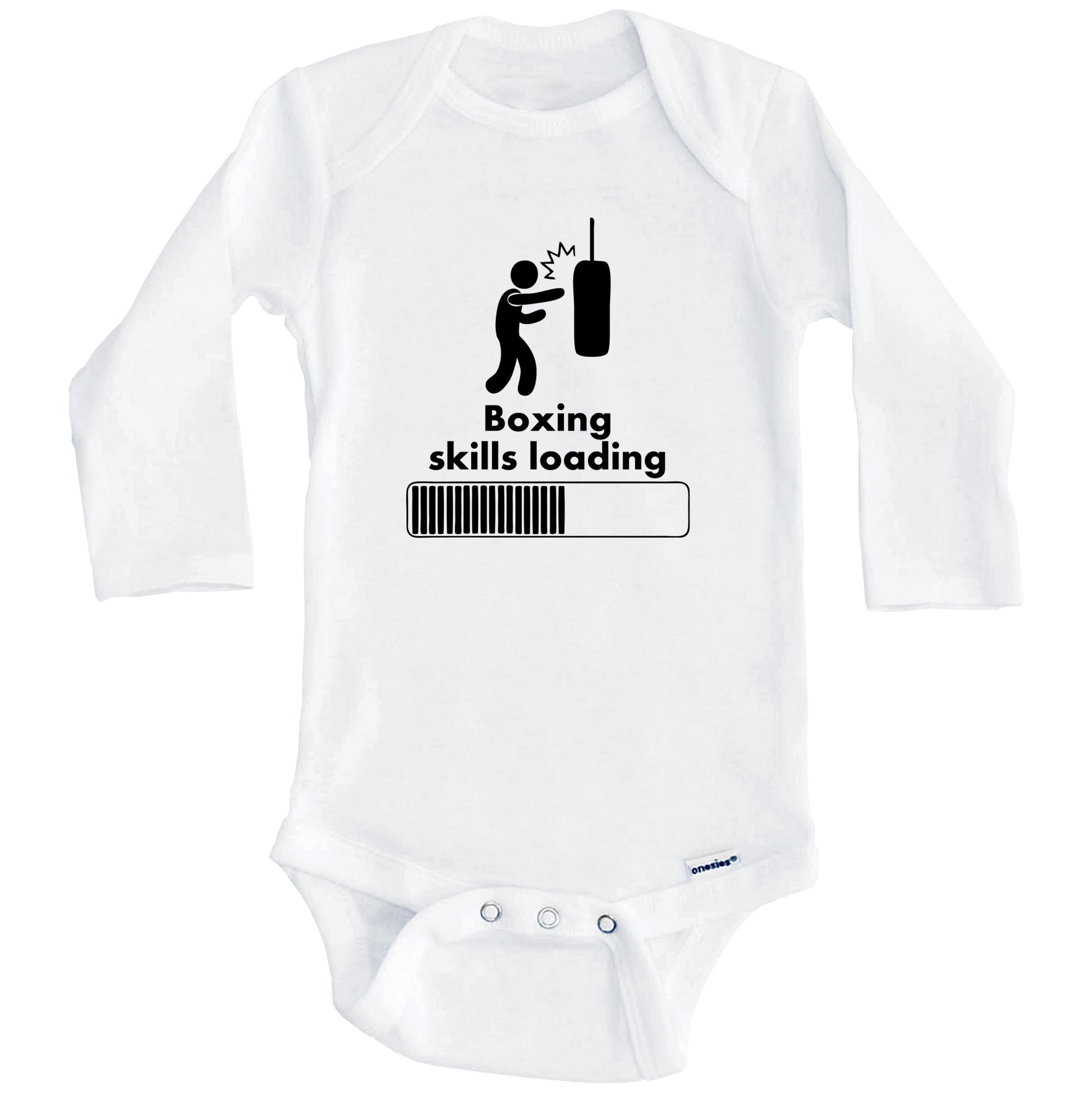 Boxing Skills Loading Funny Baby Onesie (Long Sleeves)