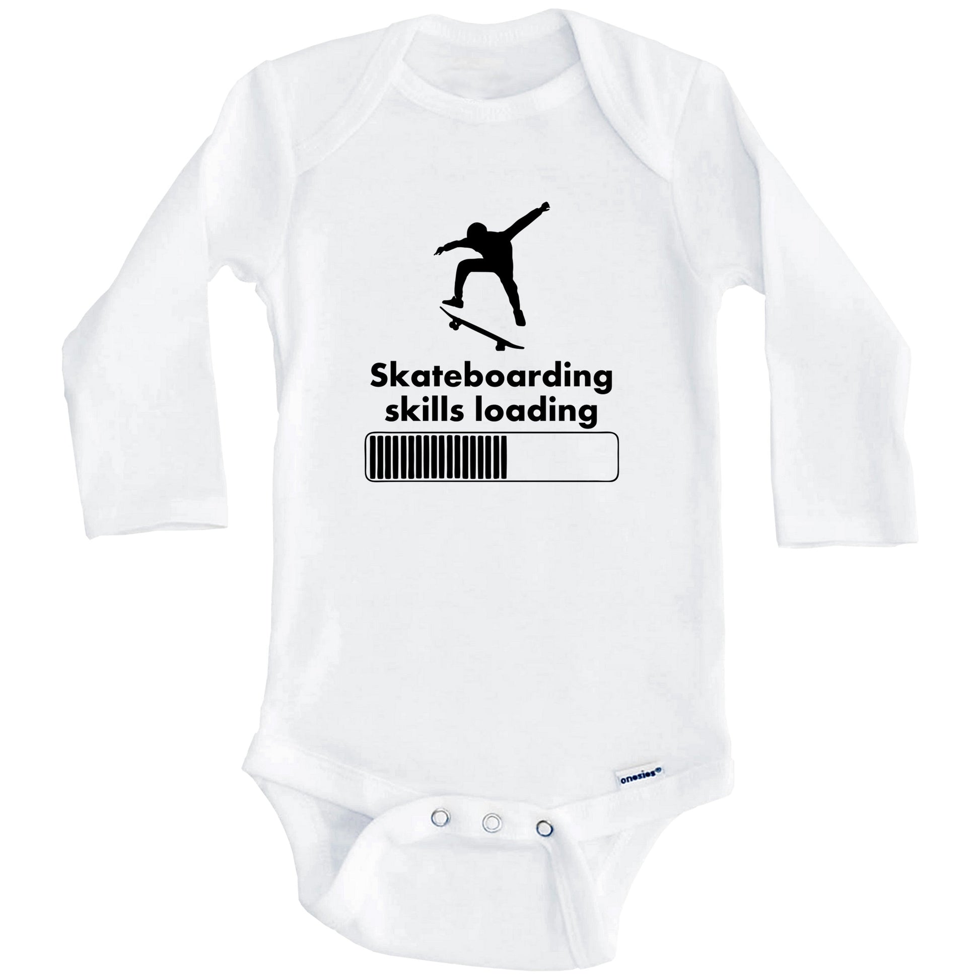 Skateboarding Skills Loading Funny Skateboard Baby Onesie (Long Sleeves)