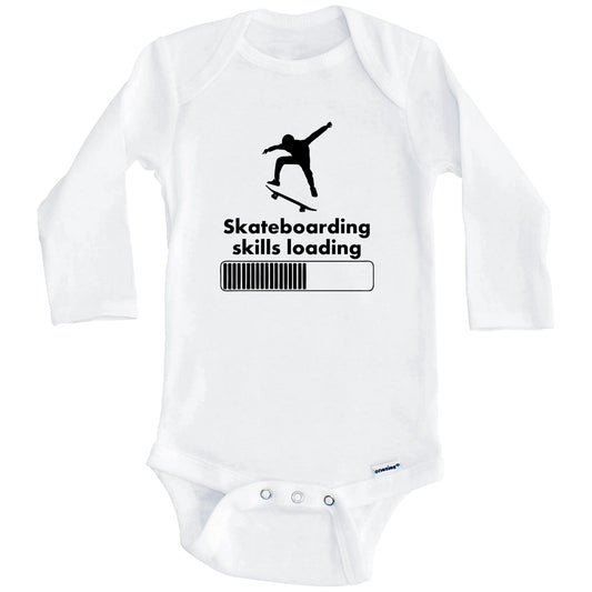 Skateboarding Skills Loading Funny Skateboard Baby Onesie (Long Sleeves)