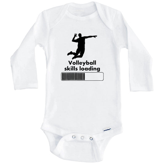 Volleyball Skills Loading Funny Baby Onesie (Long Sleeves)