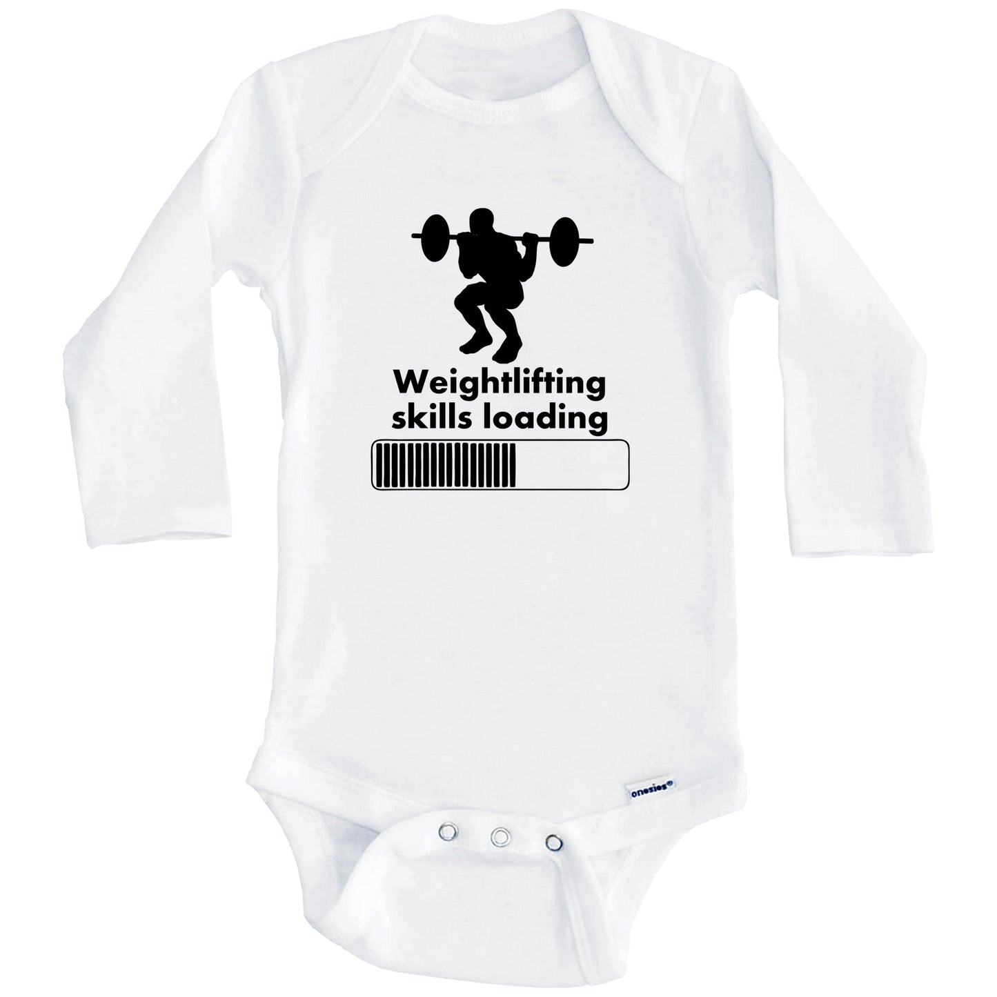 Weightlifting Skills Loading Funny Squats Baby Onesie (Long Sleeves)