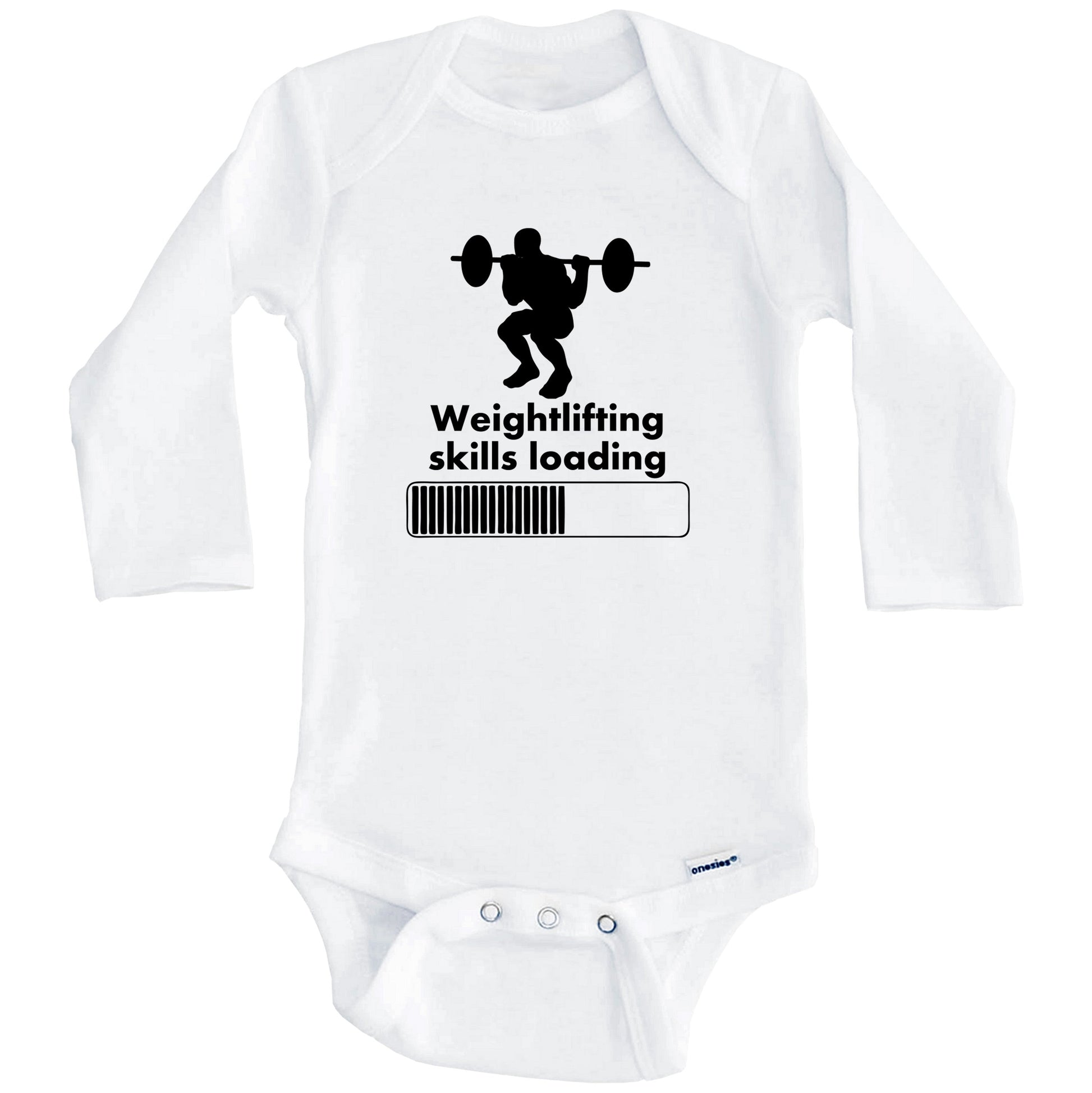 Weightlifting Skills Loading Funny Squats Baby Onesie (Long Sleeves)