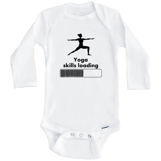 Yoga Skills Loading Funny Yoga Pose Baby Onesie (Long Sleeves)