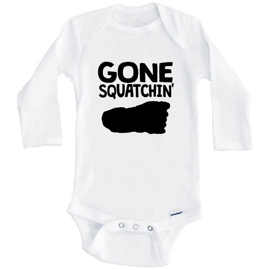 Gone Squatchin' Bigfoot Funny Sasquatch Baby Onesie (Long Sleeves)