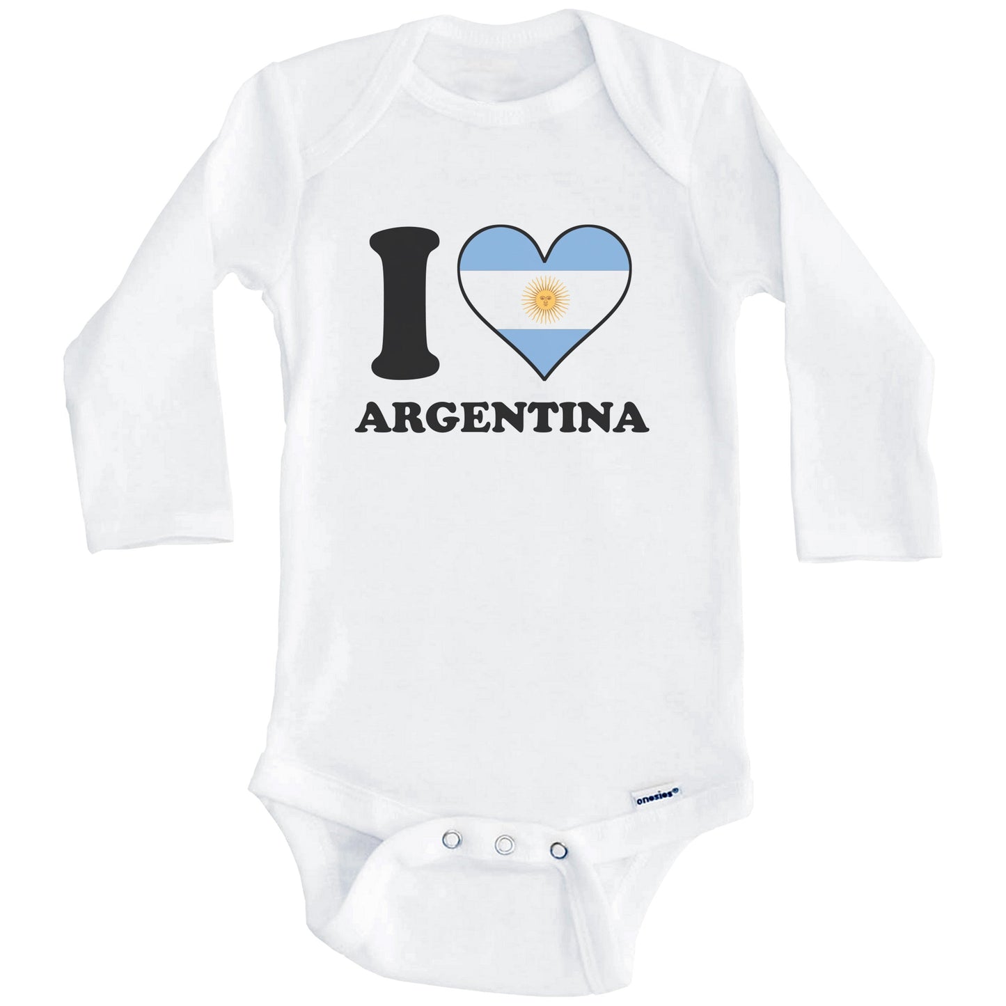 I Love Argentina Argentinian Flag Heart Baby Onesie (Long Sleeves)