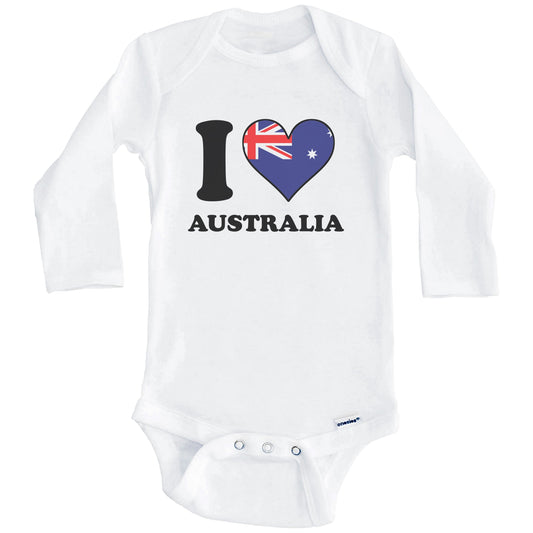 I Love Australia Australian Flag Heart Baby Onesie (Long Sleeves)